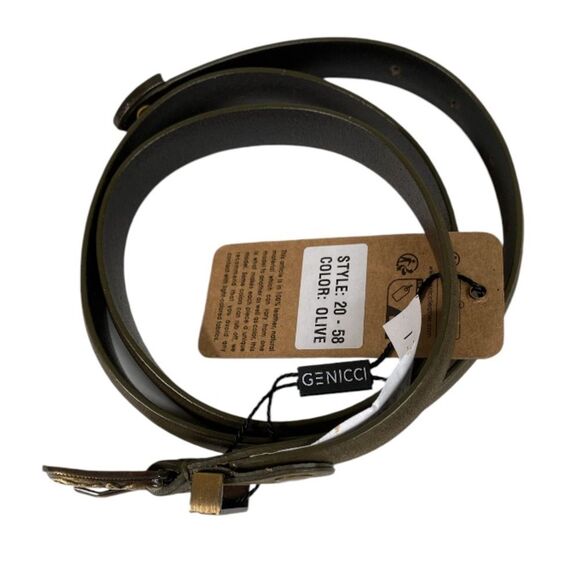 GENICCI Leather Smooth Texas Buckle Belt olive - Picture 5 of 10